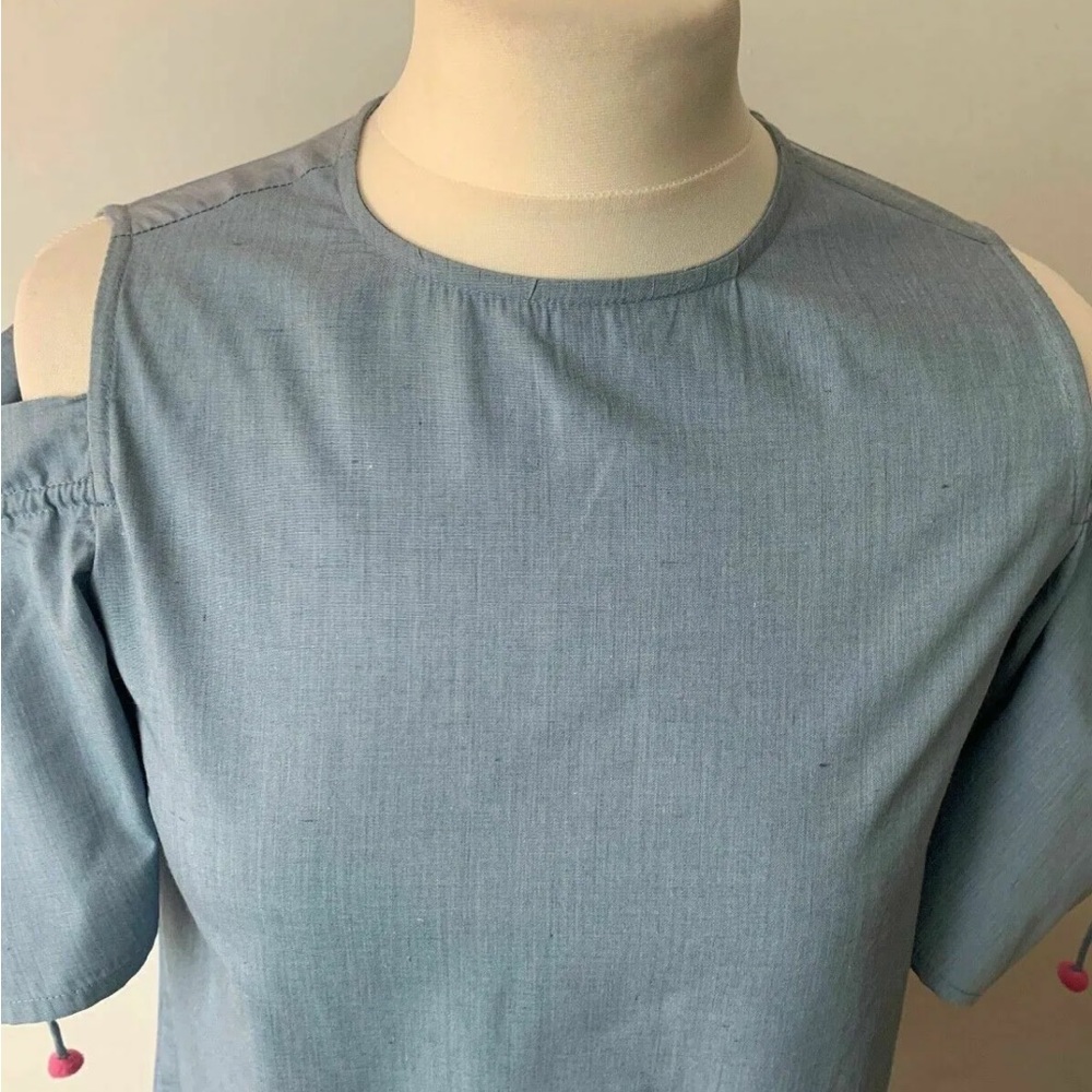 Brave Soul Gloria Cold Shoulder Chambray Dress Size S - Picture 3 of 7